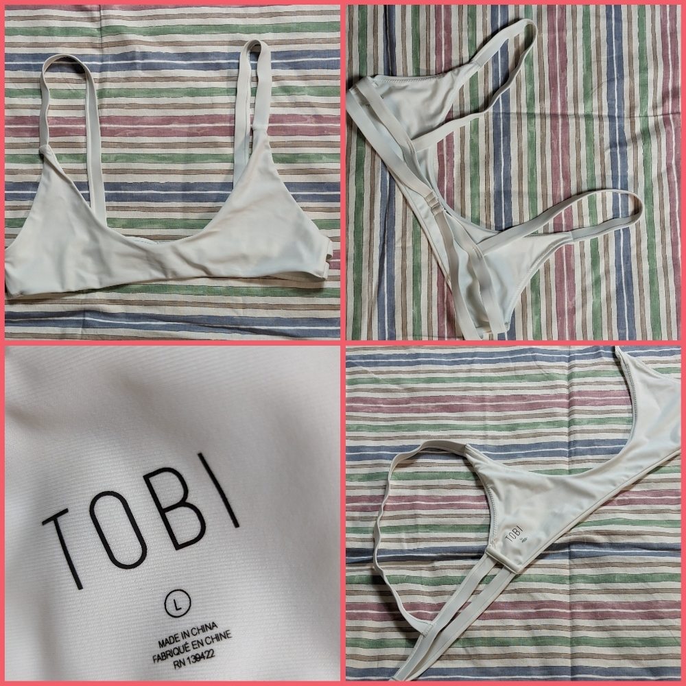 Tobi white swim top/bra sz large